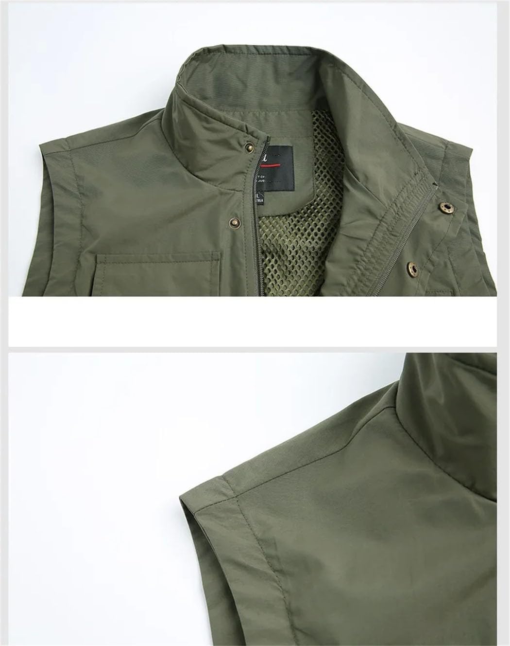Men's Outdoor Cargo Vest Work Photo Travel Vest Multi Pockets Zip Up Sleeveless Jacket