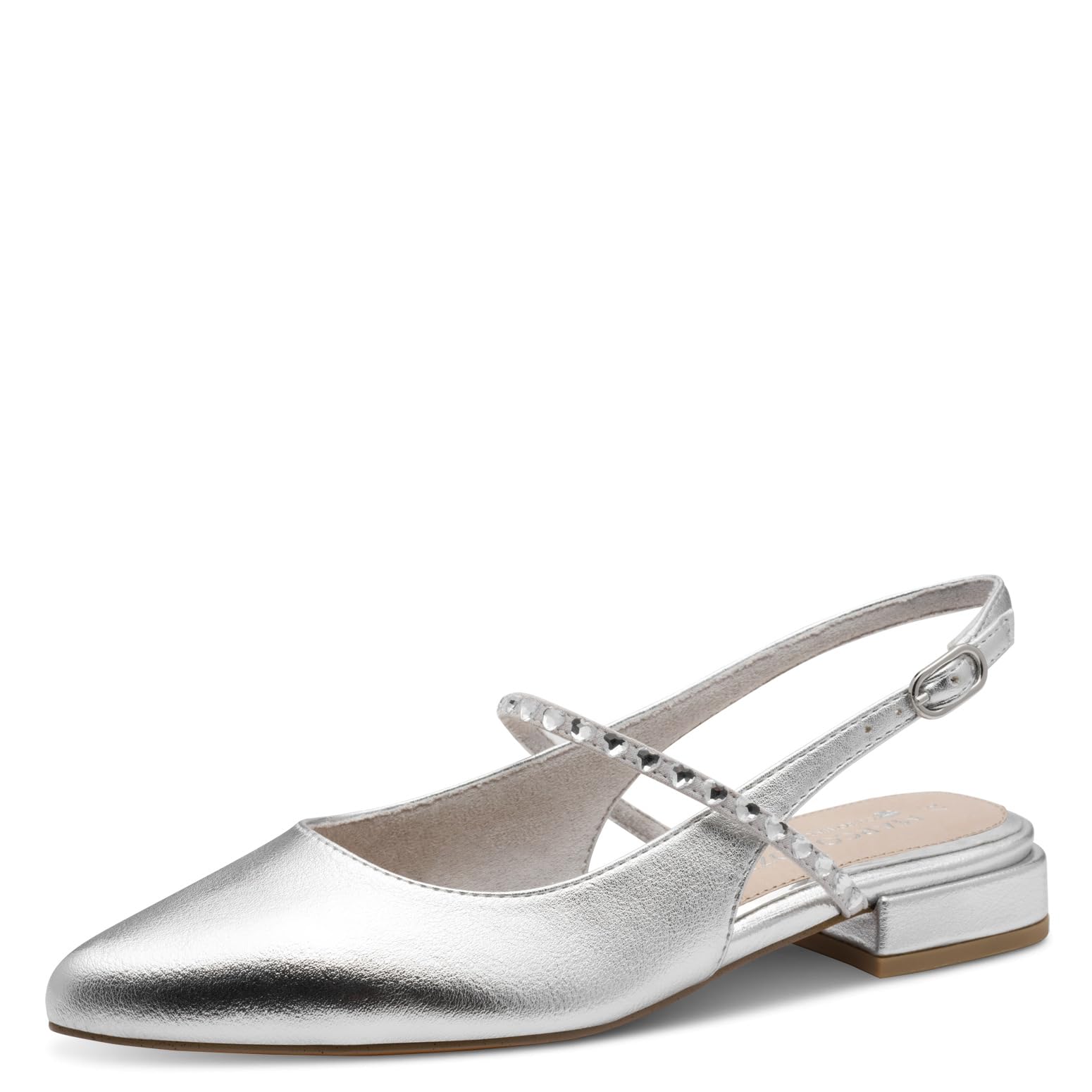 MARCO TOZZI Women’s Pumps Soft Feel Me Footbed Leather Insole Wedding, Metallic (Silver), 5.5 UK