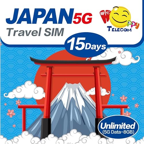 Happy 5G Japan 15 Days Unlimited Data Travel Sim Card | 8GB of 5G High-Speed Data Then 128kbps | No Daily Limit | No Registration Required | Easy Activation