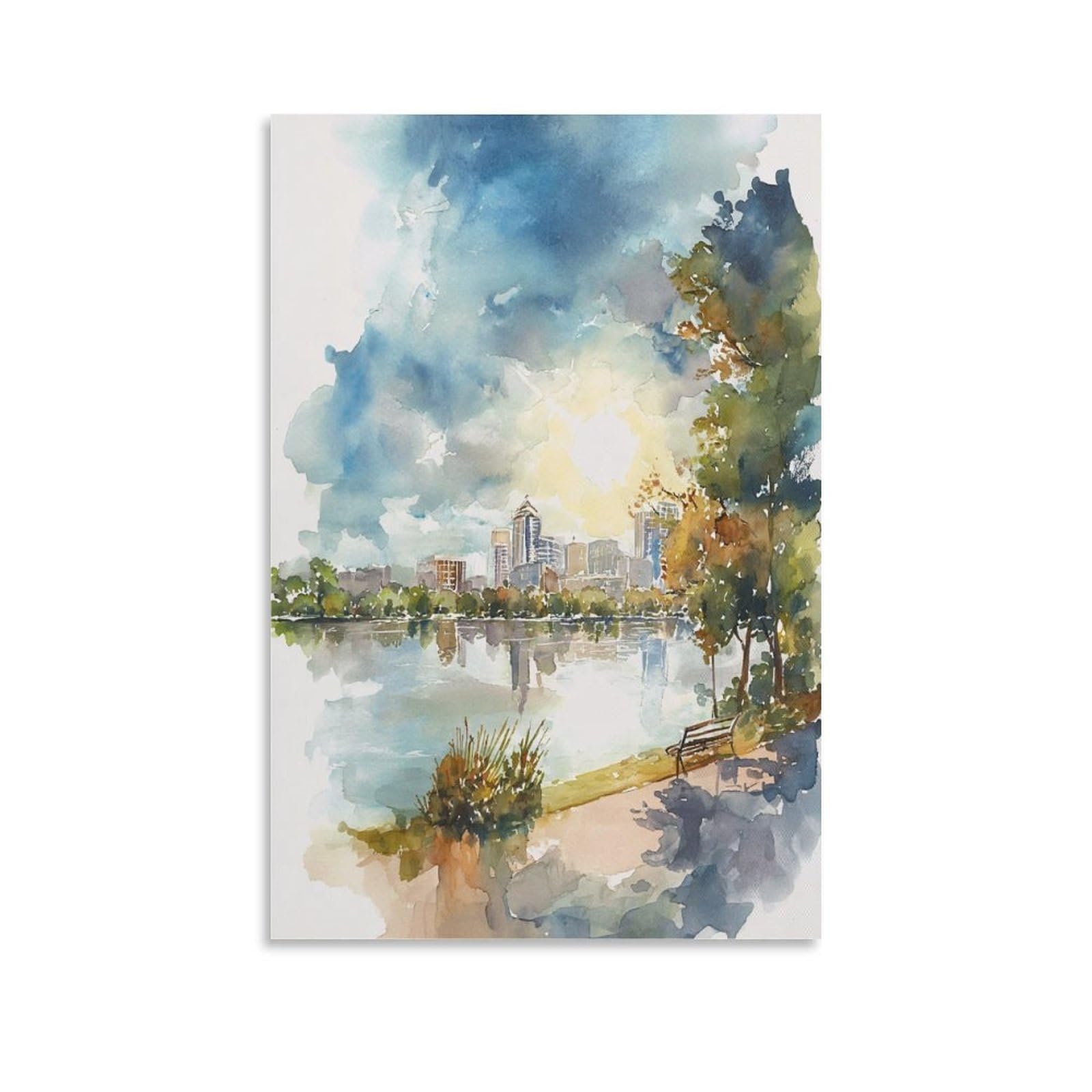 XWYMXZ Orlando City Florida 20x30inch(50x75cm) Vintage Travel Poster Watercolor Canvas Art