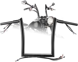 TIGERSGATE PRE-WIRED 12" Rise Ape Hangers 1 1/4" Fat Softail Mercenary Handlebars Kit for 2018-Up Harley Breakout & 2018-Up Fatboy & 2017-later Road King Special （Black）