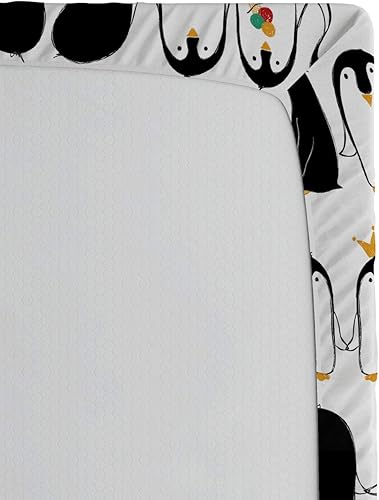 Miniatura 4 de Ambesonne Penguins - Juego de sábanas bajeras con temática de animales árticos tomados de la mano, funda de cama con bolsillo profundo elástico
