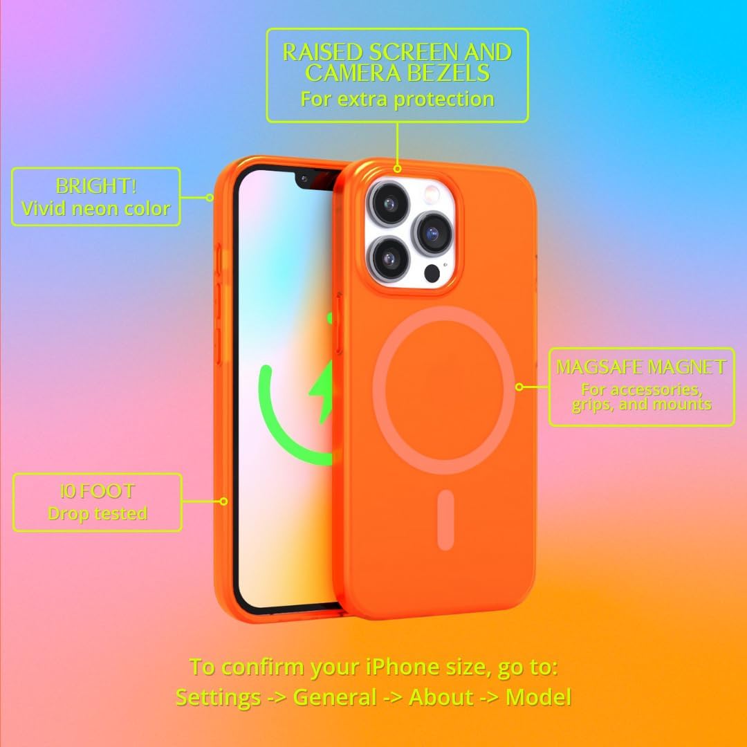 FELONY CASE - Stylish Neon Orange Crystal Clear Phone Case for iPhone 12/12 Pro - Compatible with MagSafe - 360° Shockproof Protective Cases