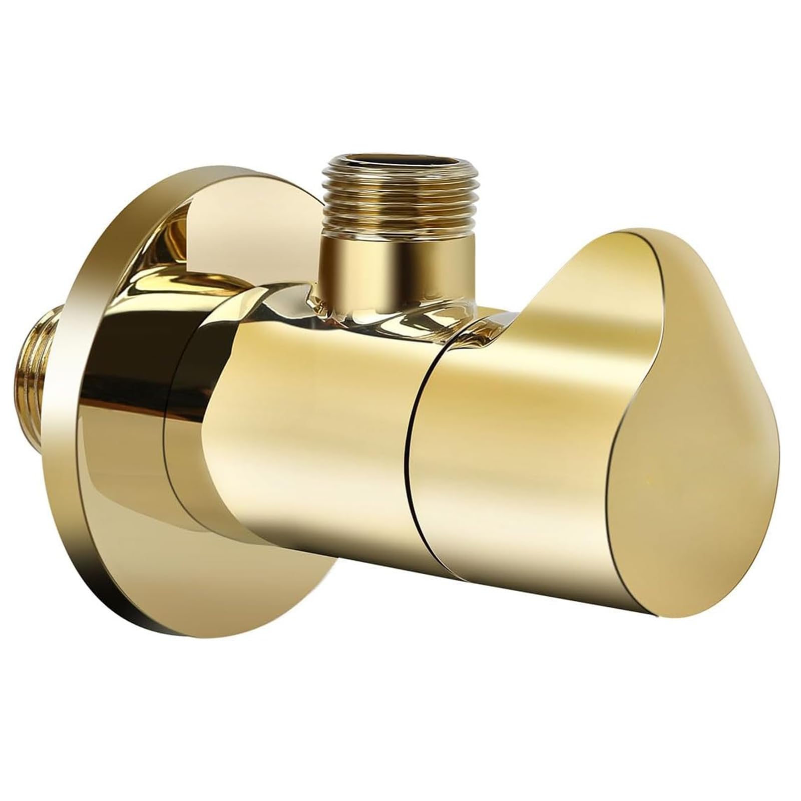 Getaria Angle Stop Valve, 1/4 Turn Shut Off Water Angle Valve 1/2" x 1/2"Quarter Turn Water Control Flang Valve for Faucet & Toilet (Gold,1PCS)