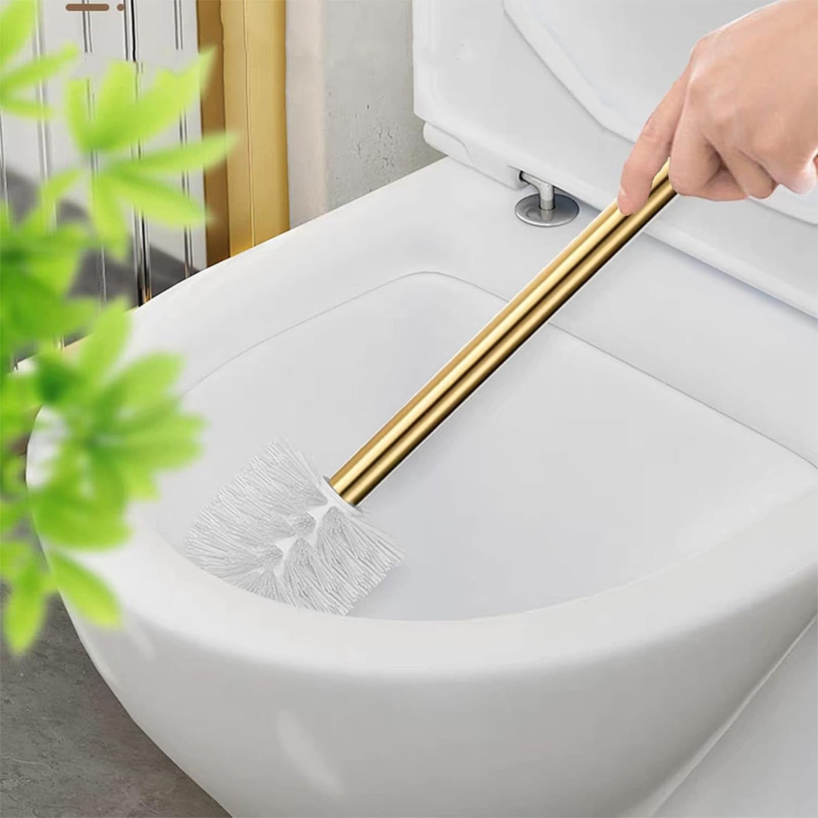 Klobürste Gold – Edelstahl-Griff Mit 3 Ersatzbürsten, 47 Cm