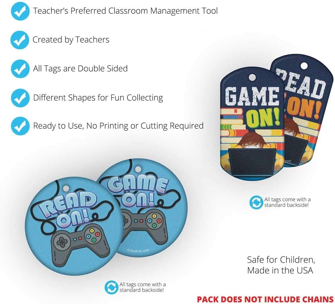 Game On Library or Classroom Reading Program for Kids & Students Brag Tags Value Pack: 100 Tags (10 Tags for Each Design)