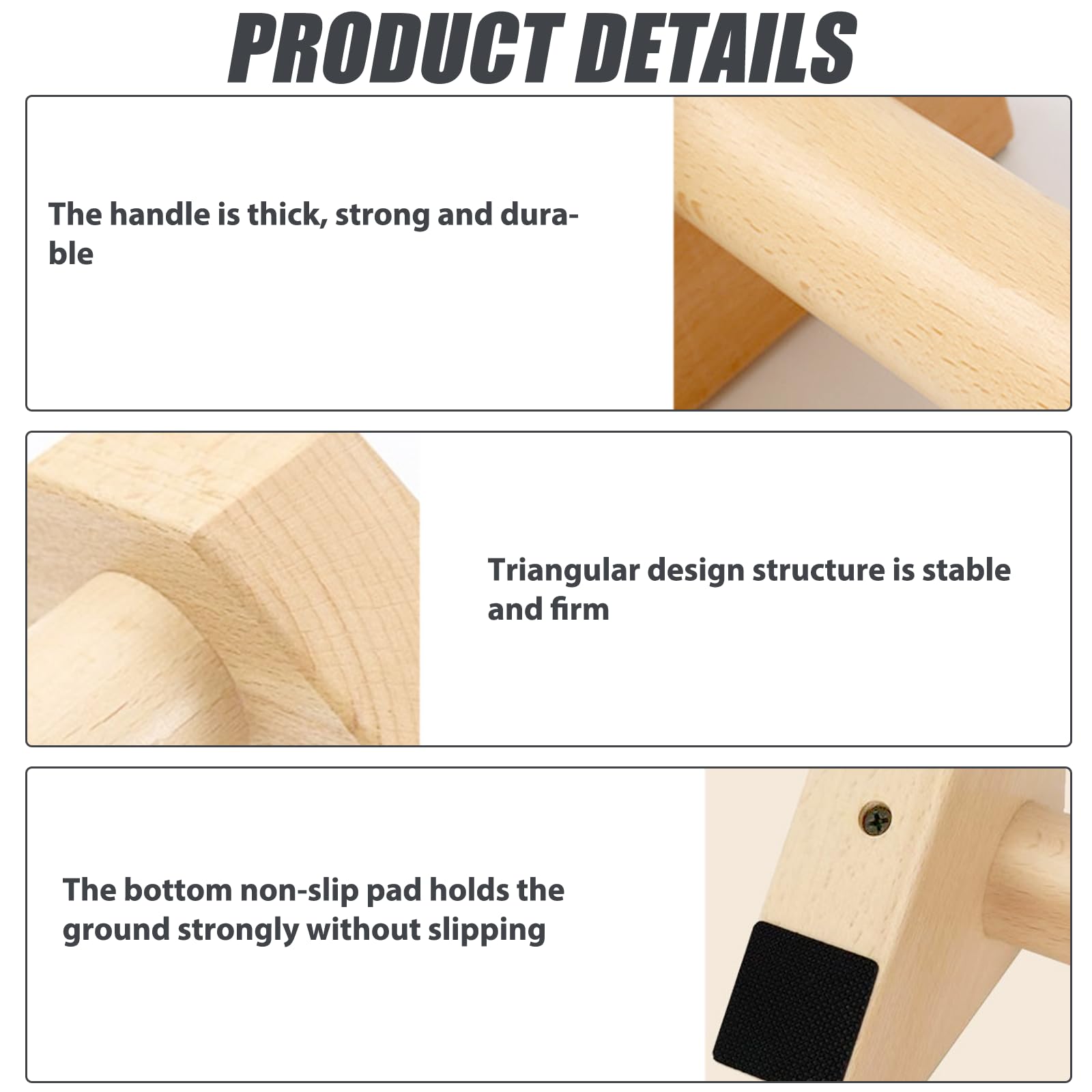 Maniglie per Flessioni: 2 Pezzi in Legno di Pino Parallele, Maniglie Antiscivolo per Flessioni, Yoga, per Interni ed Esterni (25 cm, Colore Naturale)