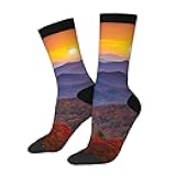 HUBGFEQ (Blue Ridge Parkway Mountains) Unisex Athletic Crew Socks Stylish Mid Calf Casual Socks for Men Women
