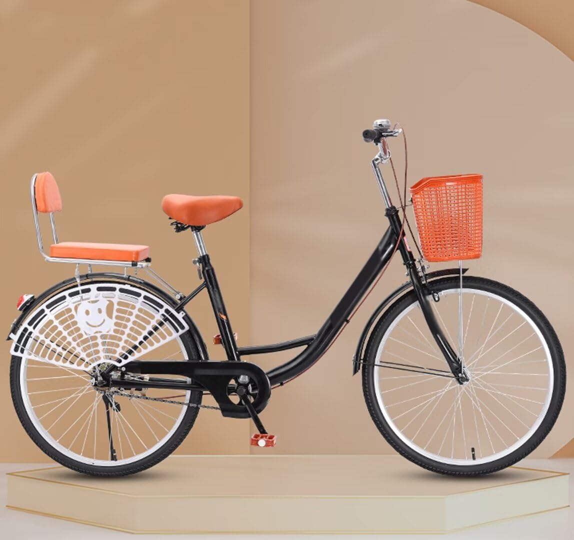 Lightweight adult bicycles,commuter bicycle for men and women,teens mobility bicycle,low step-through frame,dual brakes,tandem bike,rear sponge seat with backrest and leg protection net