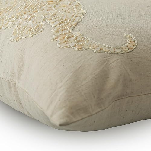 Miniatura 2 de The HomeCentric Funda de almohada color crudo, funda de almohada con temática de playa y caballo de mar, funda de almohada de 20 x 20 pulgadas,