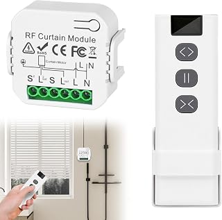 Funk Rolladensteuerung Nachrüstset: Rolladenmotor Steuerung aus RF Fernbedienung + Empfänger Modul, Funk Schalter für Rolladen, Jalousien, Markisen, Leichte Montage, Bis 100m Reichweite