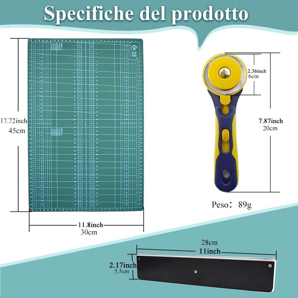 Set Taglio Elastici Fionda - Taglierina Rotativa, Tappetino da Taglio, Righello, Pinze Emostatiche, Strumento Taglio Elastici Fai-da-Te con Tappetino Auto-Riparante per l'Artigianato