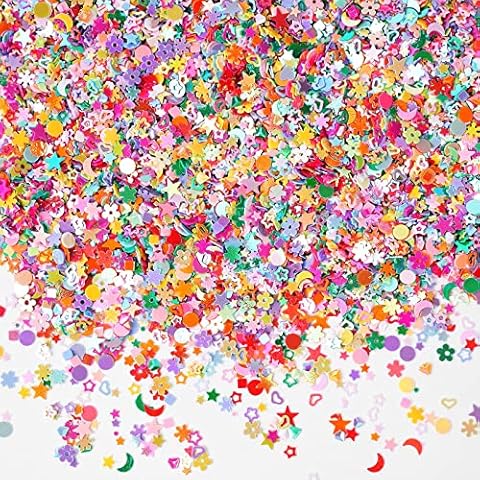 Wankko Multicolor Manicure Glitter Confetti 3.6oz/100g, Mixed Shapes Size 2-10mm for Party Decoration, DIY Crafts, Premium Nail Art Etc Cover