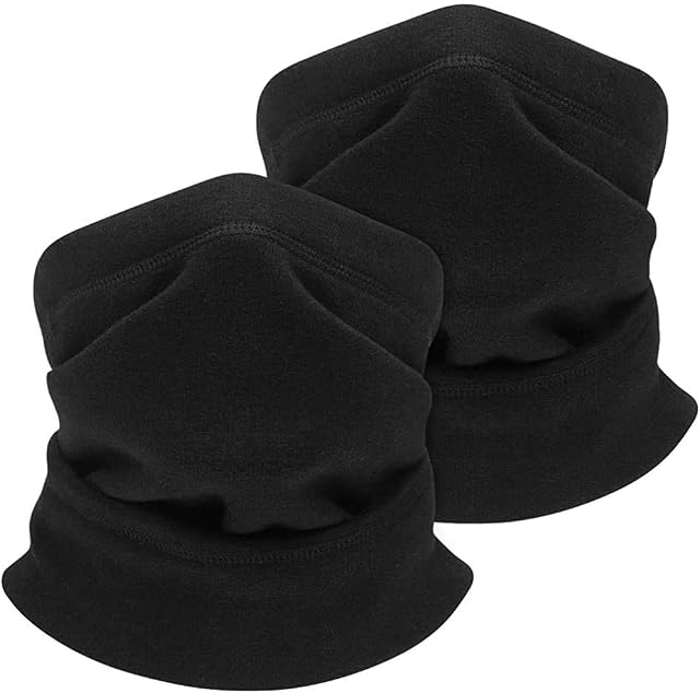 Mohigher 2 Pack Neck Warmer, Breathable Snoods for Men with Drawstring, Winter Fleece Windproof Neck Gaiter Beanie Hat Snood Cold Weather Face Scarf Headwear for Skiing Running Cycling