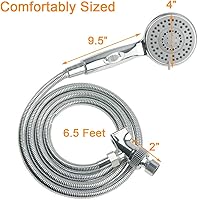 Vista 2 de HauSun Handheld Shower Head with On/Off Switch - 5 Spray Settings 6.5 Feet Extra Long Hose High Pressure with Bathroom Faucet Kit - Universal