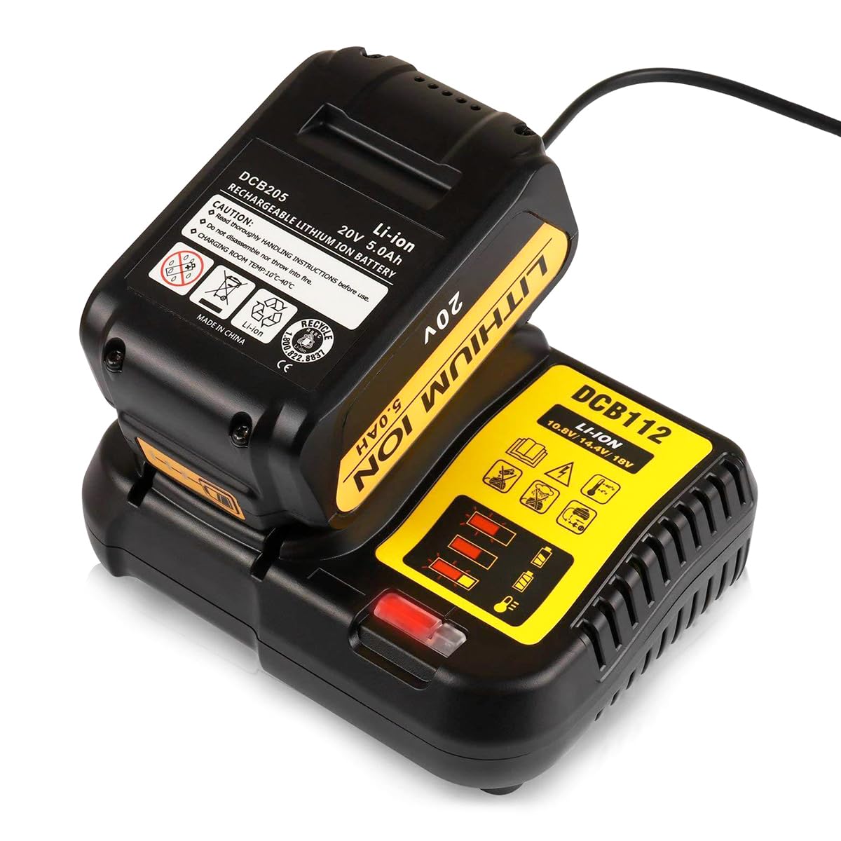 Namvo DCB112 Cargador de batería de repuesto para cargador de batería compatible con batería de litio 10,8-20 V Max XR