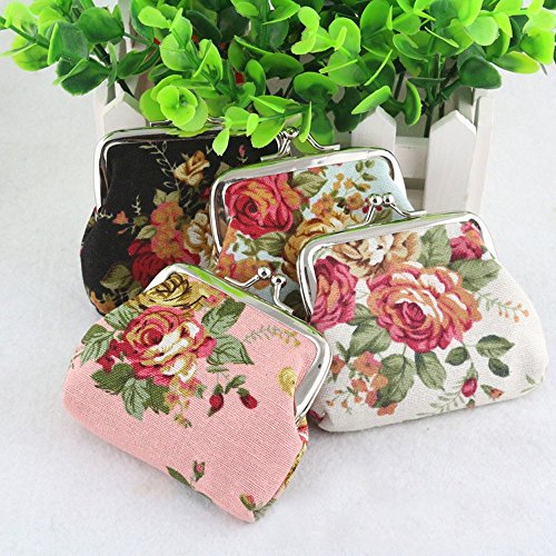 Bokeley Clearance ! Cute Floral Buckle Coin Purses Vintage Pouch Kiss-Lock Change Purse Wallets (Pink) #TOP2