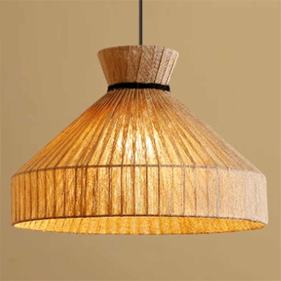 CSSYKV Wabi-sabi Style Rattan Light Fixtures Tropical Southeast Asia Style Pendant Light Zen Style Tea Room Lamp Handmade Rattan Cage Lantern for Dining Room Bedroom Kitchen Hallway Foyer 1-Pack