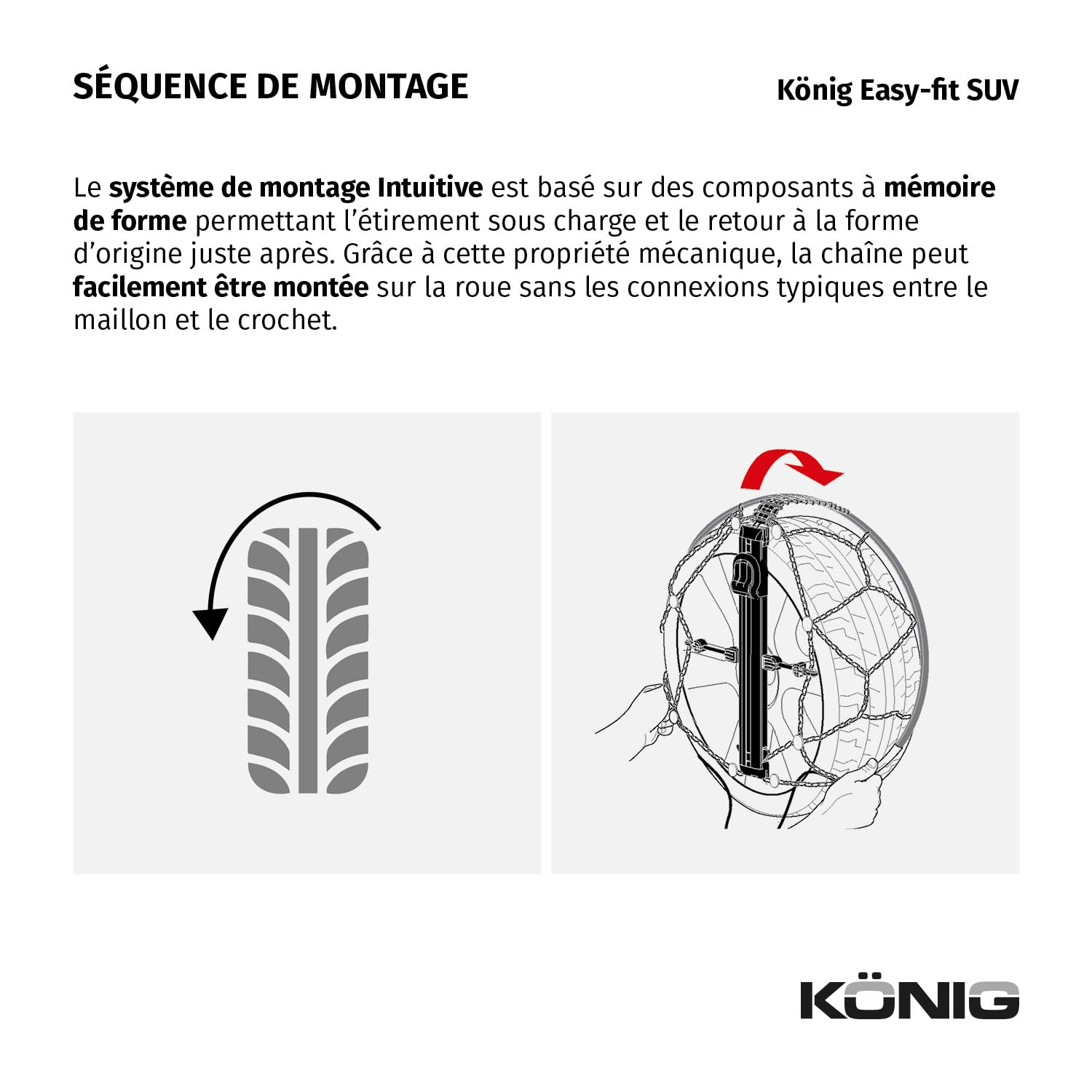 KÖNIG EASY-FIT SUV 247 - Chaînes à Neige, Set de 2