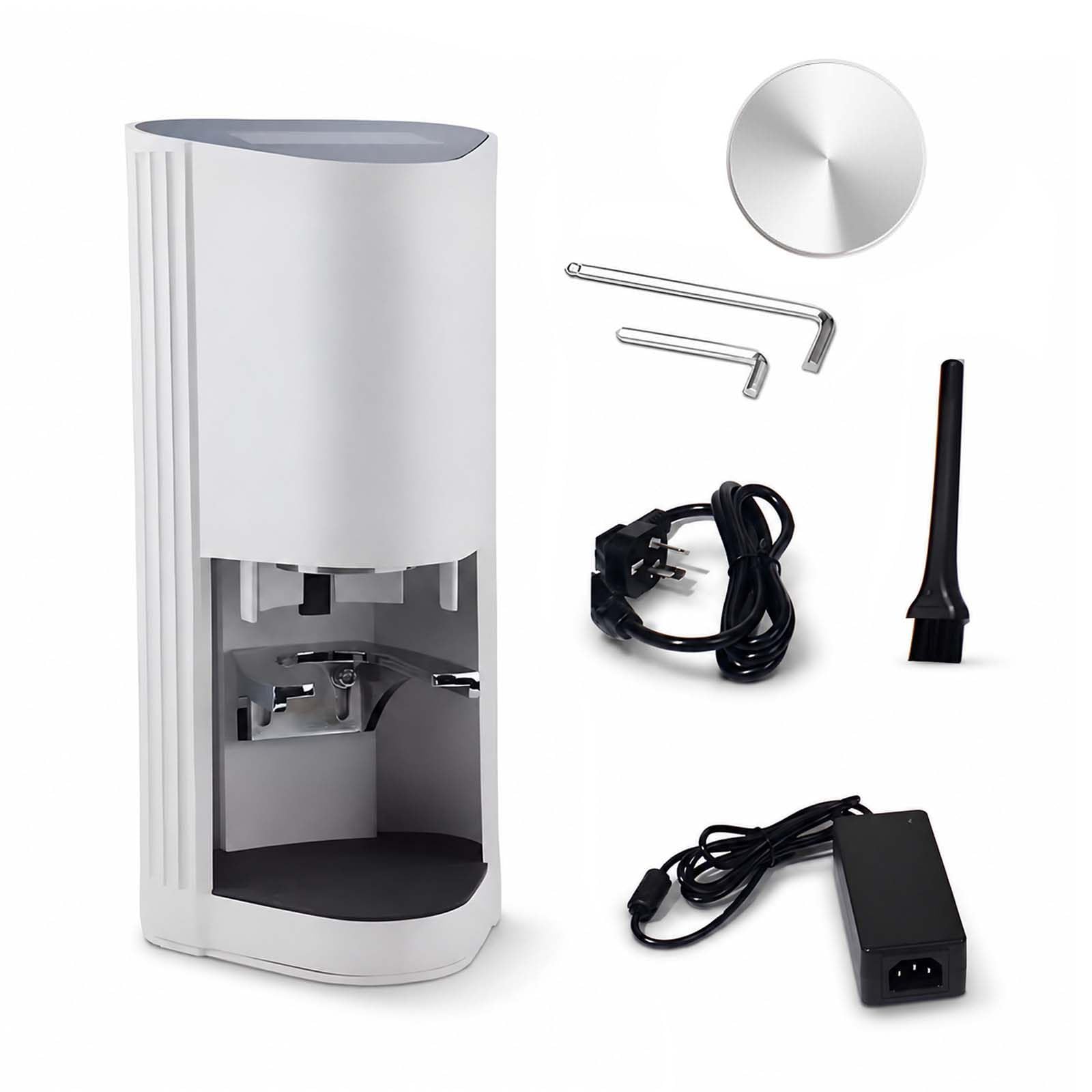 Pressino Elettrico per Espresso con Pressione Regolabile da 5 a 30 kg 58 Mm White