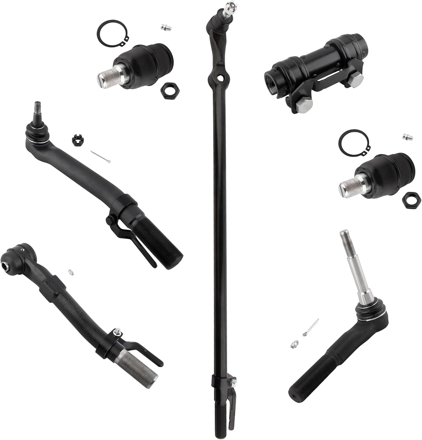 7Pc Steering & Suspension Kit Front Lower Ball Joint Outer Tie Rod Drag Link Adjusting Sleeve Fit For Ford F-250 F-350 Super Duty 2005-2016 4WD DS300008 ES3420S ES80754 ES80755 DS80749 K8607T