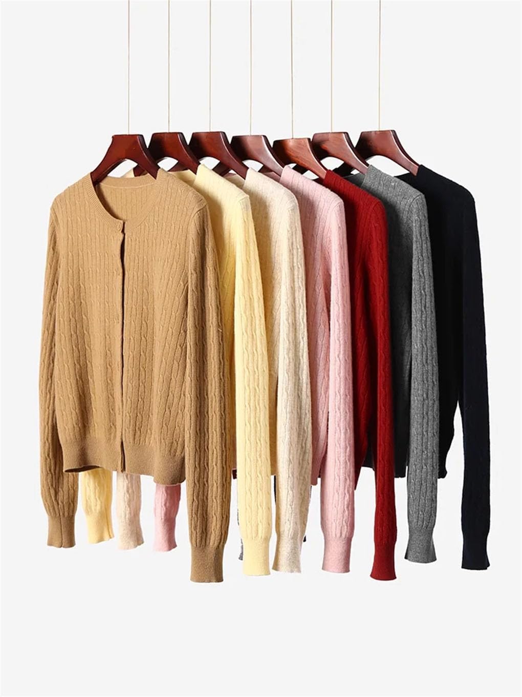 Women Single Breasted Round Collar Plain Sweaters, Straight Slightly Stretch Chic Sweater