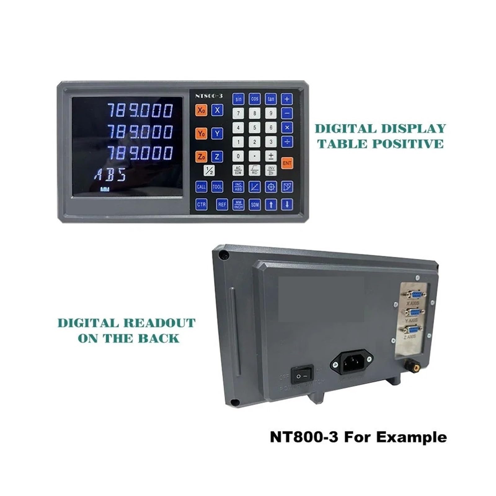 Skale enkodera liniowego, NT800 2/3 Osi LCD DRO Odczyt Cyfrowy TTL AC Dla Frezarki Wytaczarka EDM Liniowy Enkoder Skali 9 Języków(NT800-3 DRO)