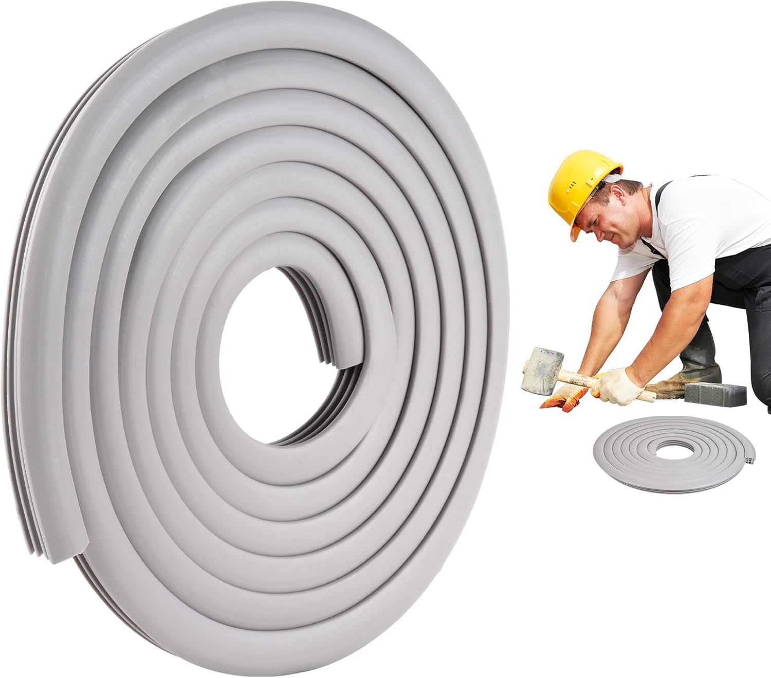 Concrete Expansion Joint Filler,1-Inch Wide, 100 Ft Long Flexible Rubber Strip - Aging Resistant Rubber Seal Driveway Joint Filler for Outdoor Use Suitable for Widths of 23-26MM (0.906-1.024 in)