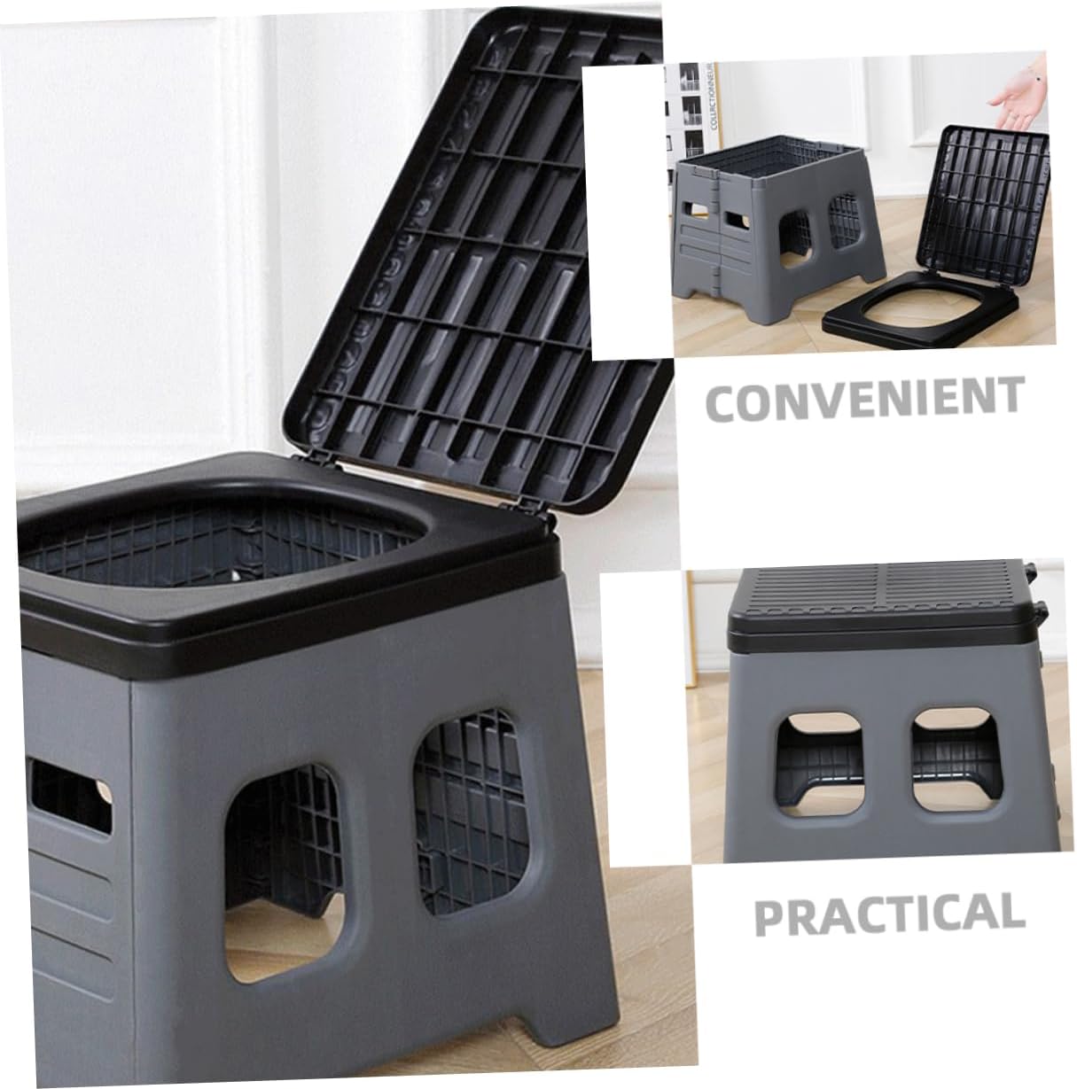 Garneck Portable Folding Toilet for Camping Outdoor Travel Potty Lid Compact Emergency Toilet for Adults Car Storage Container for Road Trips