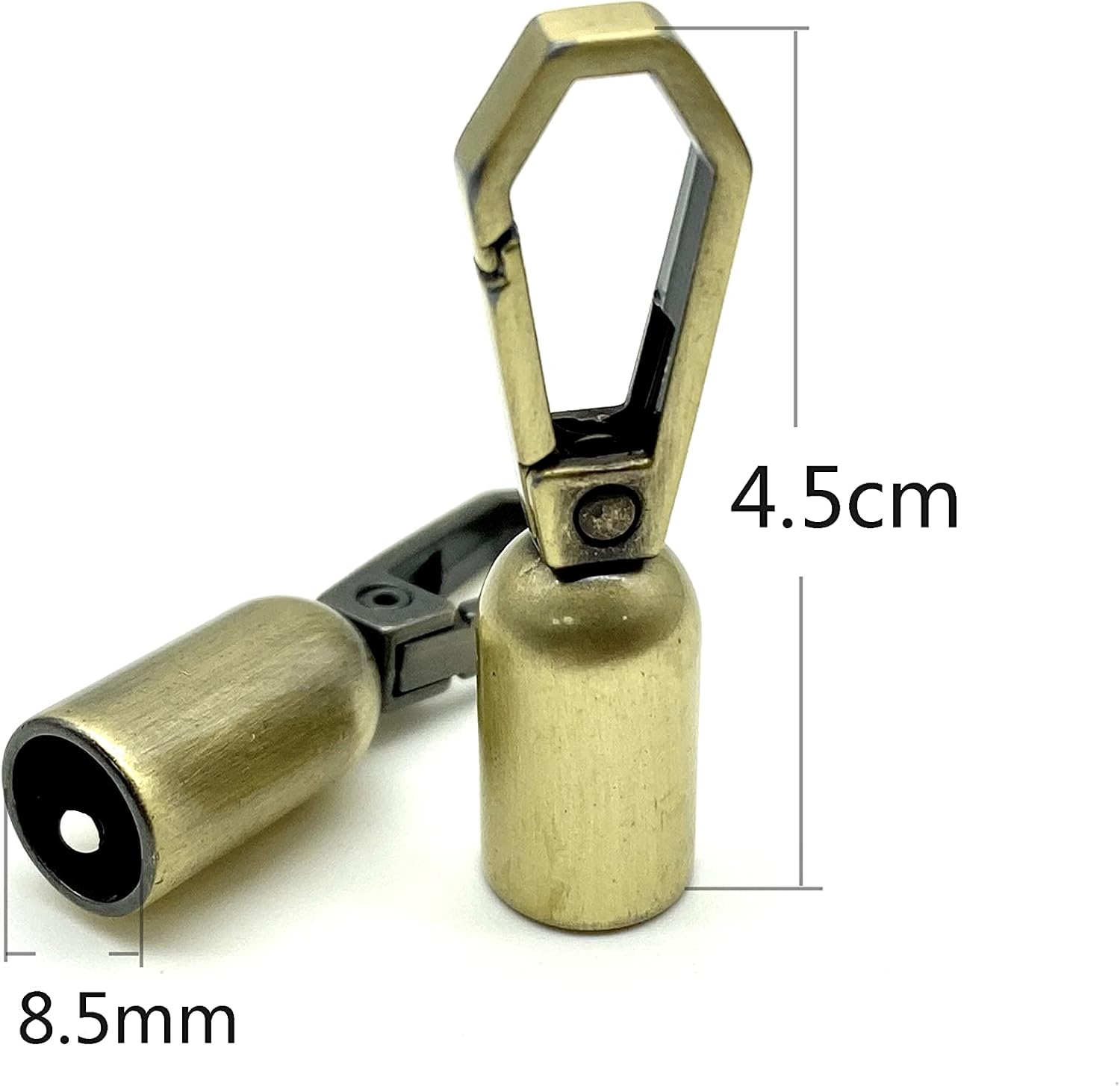 Heavy Duty zinc alloying Tassel Keychain Rope Cord end caps Stopper with Trigger Hook Clasp for Bag Purse Handles 5/16" / 8.5mm Anti Bronze T239