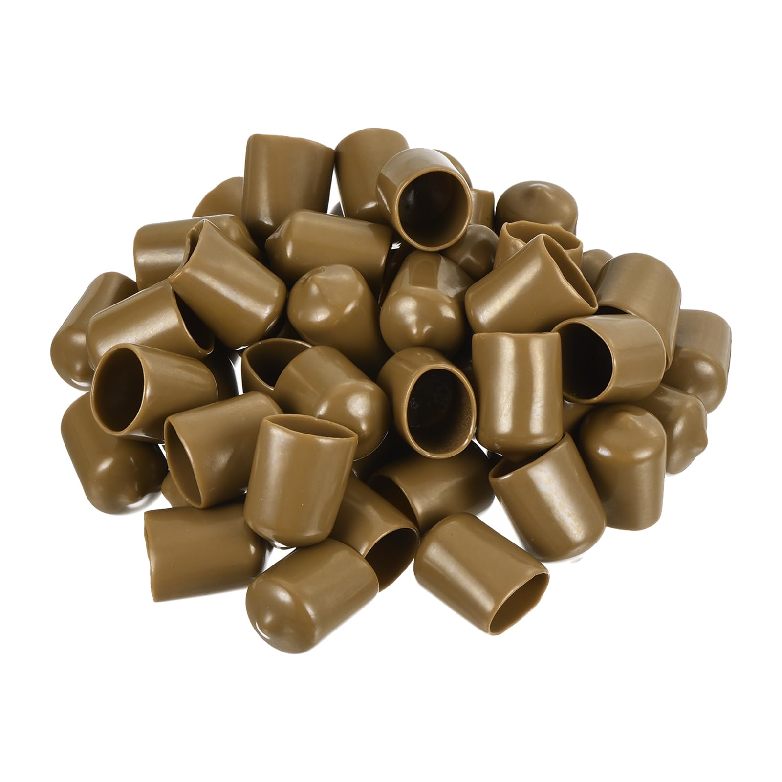 uxcell 100pcs Rubber End Caps 15.5mm(5/8") ID Vinyl PVC Round Tube Bolt Cap Cover Screw Thread Protectors Light Brown