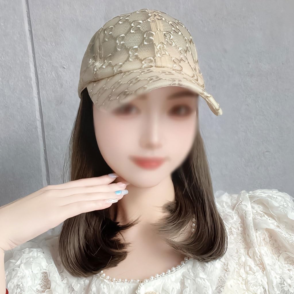 Wig With Cap Women's Hat Wig, Fashionable Baseball Cap, Brown And Black Wig Hat, Suitable For Daily Theme Parties And Outdoor Leisure Wig Caps For Women(02)