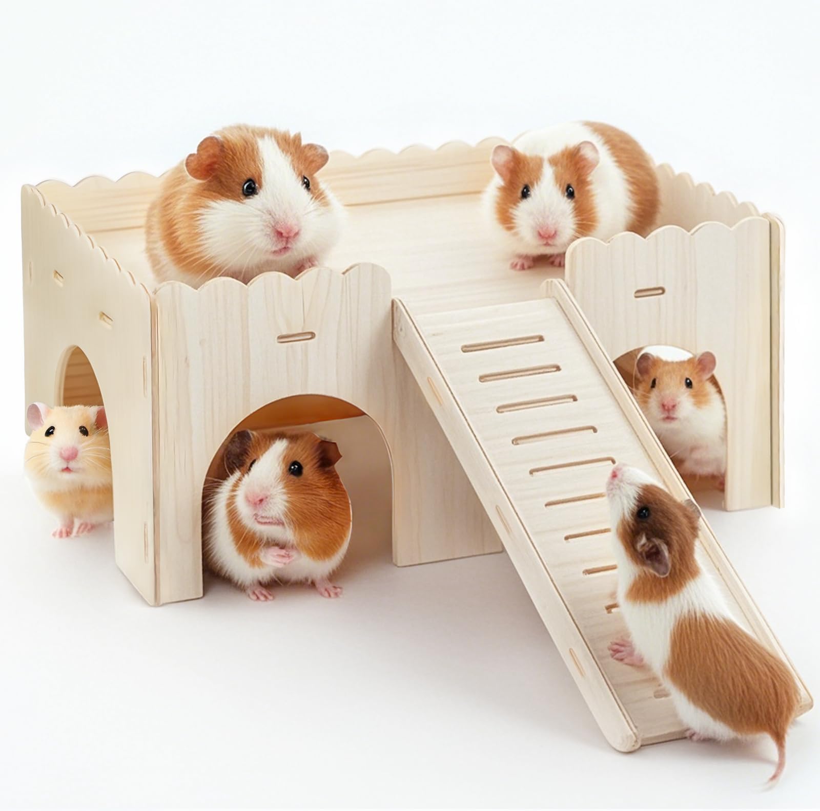 BYZESTY Hamster Haus aus Holz, Hamster Spielzeug, 7 Stück DIY Haus für
