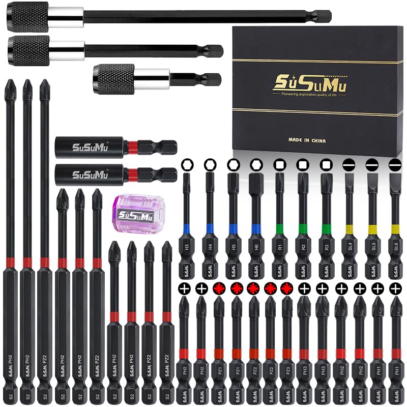 39-teiliges Schraubendreher-Bit Set Mit Magnetischer Verlängerung – PH, PZ, H, SL, R