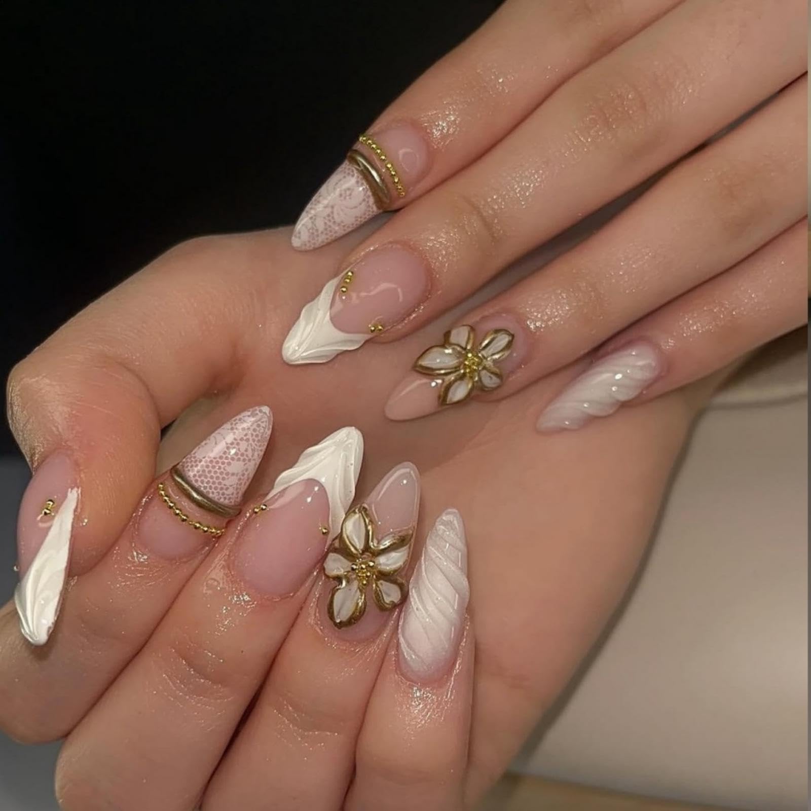 French Tips Press On Nails - Almond Design -31 French Tips Press On Nails - Almond Design -31