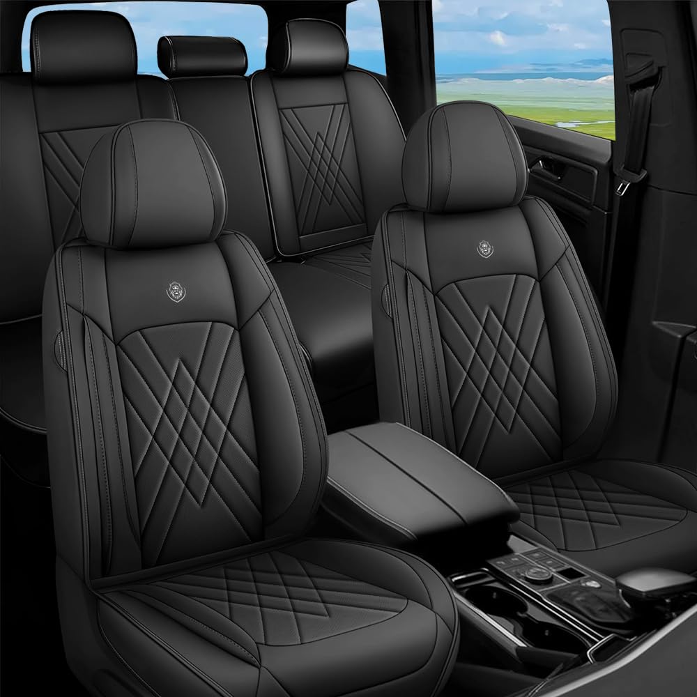 Car Seat Covers Fit for Buick Lacrosse 2005-2019 Flanks All Wrapped and Side Airbag Compatibility of Premium Nappa Leather(Full Set, Black)