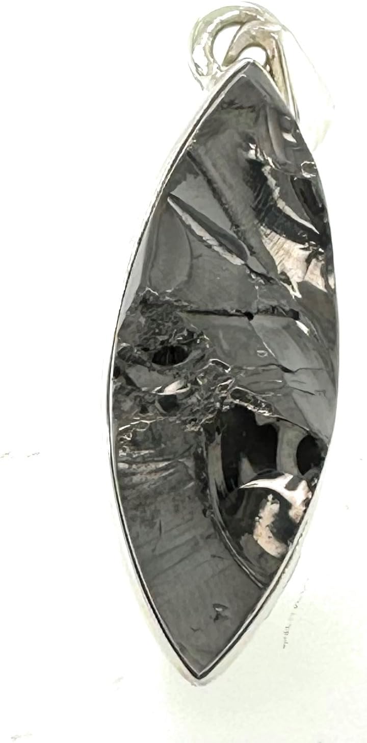 Natural Shungite 925 Solid Sterling Silver Pendant 30mm - Image 3