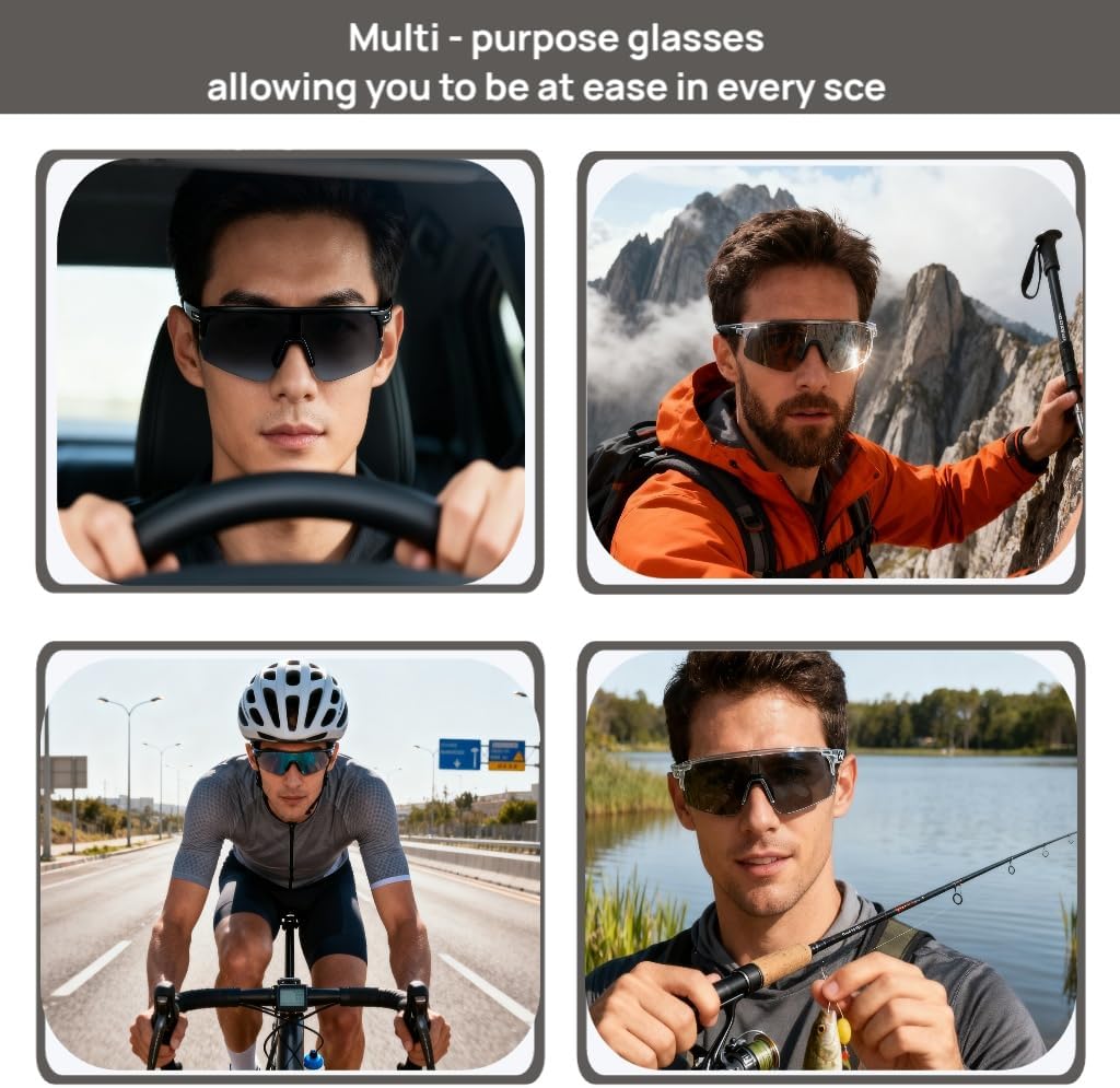 Photochromic Sunglasses for Men and Women UV400 Glasses for MTB, Riding, Running, Fishing, Baseball
