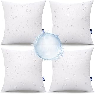 MIULEE 18x18 Outdoor Waterproof Throw Pillows Set of 4 - Soft Support Inserts, Water-Resistant for Patio, Garden & Indoor Furniture