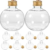 Milisten 10pcs Christmas Drink Balls Juice Bottles Clear Ornament Balls Christmas Fillable Booze Tree Ornaments Water Bottle Bulbs Xmas Booze Pendant Ball for Party 3.38ounce, Golden