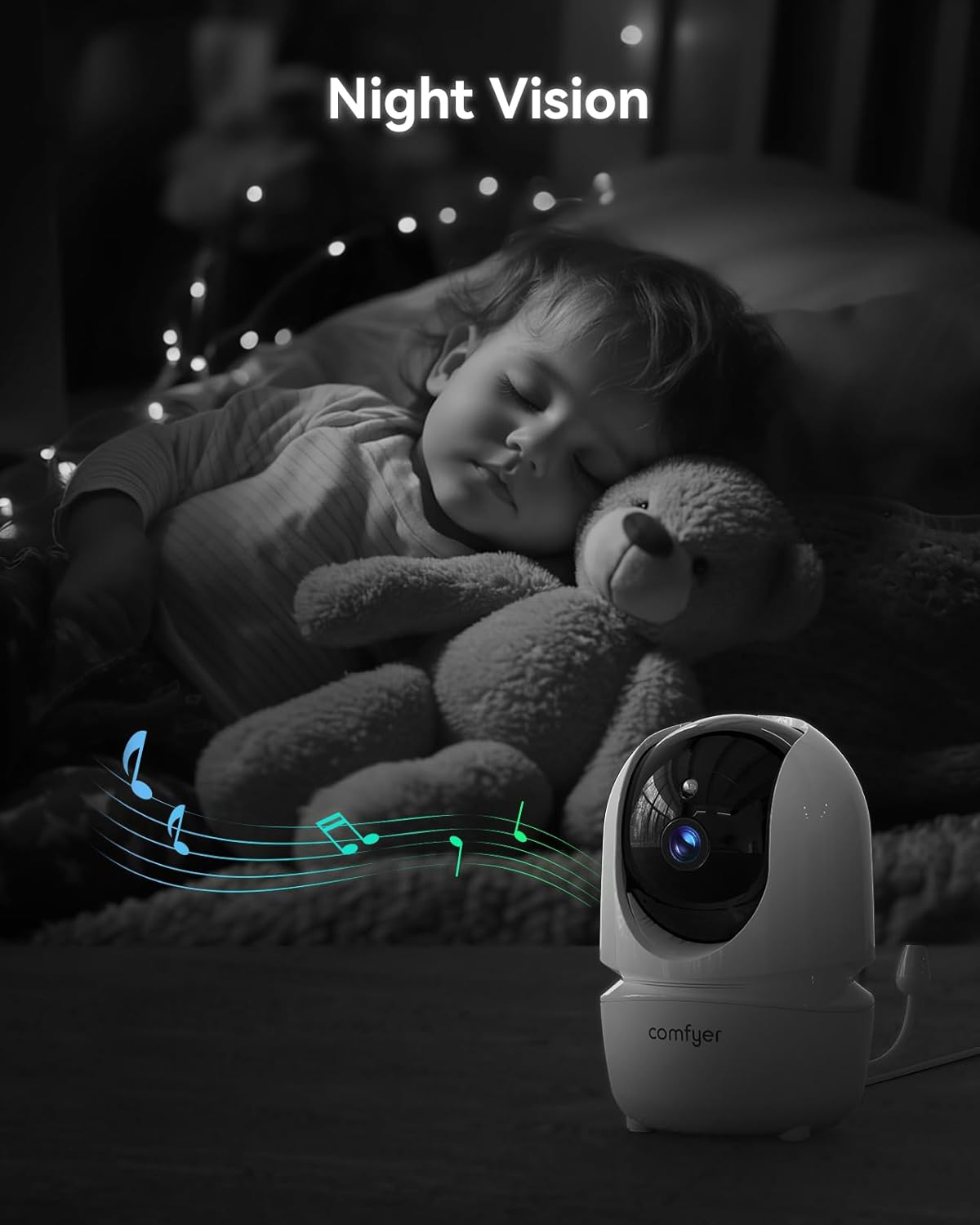 Comfyer BM01 Add-on Camera Baby Monitor, Video Baby Monitor, 1080p FHD Resolution, Remote Pan Tilt Zoom, Two-Way Talk, Night Vision, Peace of Mind