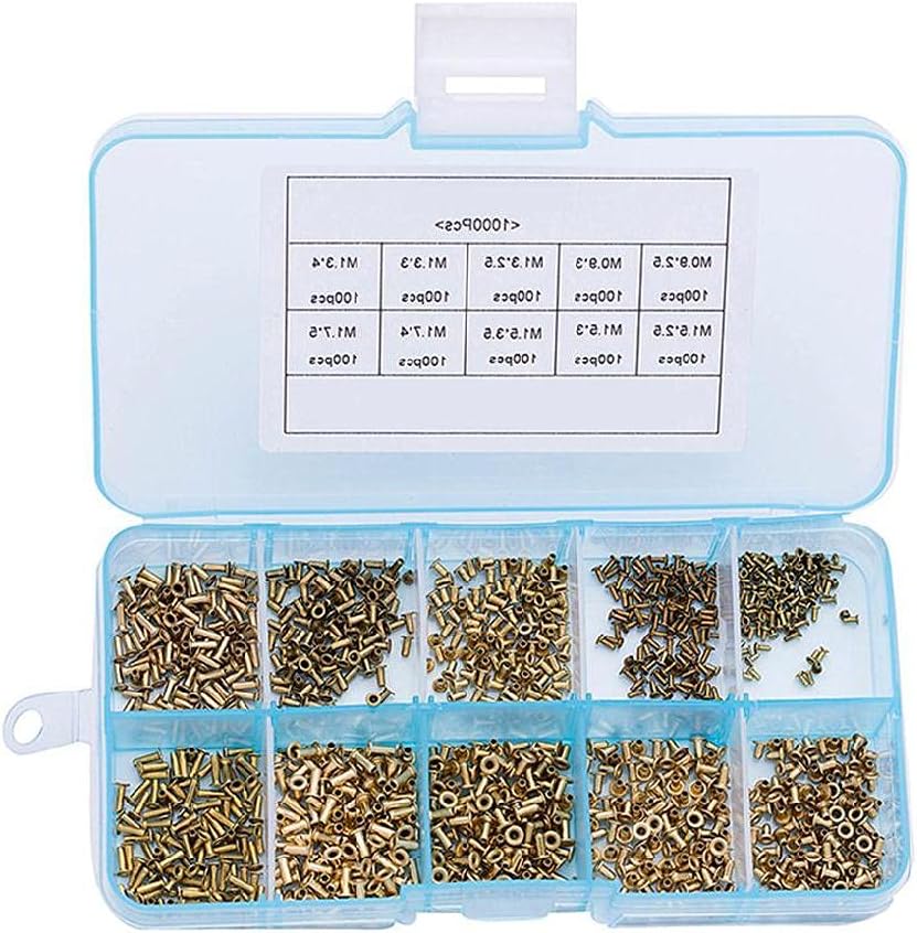 1000PCS Rivets M0.9 M1.3 M1.5 M1.7 Mix Circuit Board PCB Nails Copper Hollow Rivet Kit Grommet Tool Kit 1 Inch