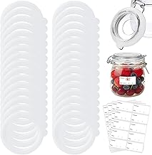 32Pcs Replacement Silicone Seals for Jar Seals, Replacement Silicone Sealing Gaskets Rings, Leakproof Sturdy Jar Airtight Seal Storage Ring for Mason Jars Clip Top (White)