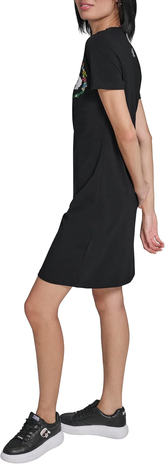 Karl Lagerfeld Women's Short Sleeve Crew Neck Logo T-Shirt Dress