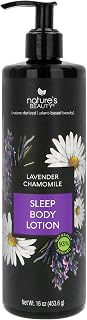 Nature's Beauty Lavender Chamomile Sleep Body Lotion, Lightweight Moisturizer for Dry Skin, with Shea Butter, Jojoba, Coconut & Moringa Oils, 16 fl oz