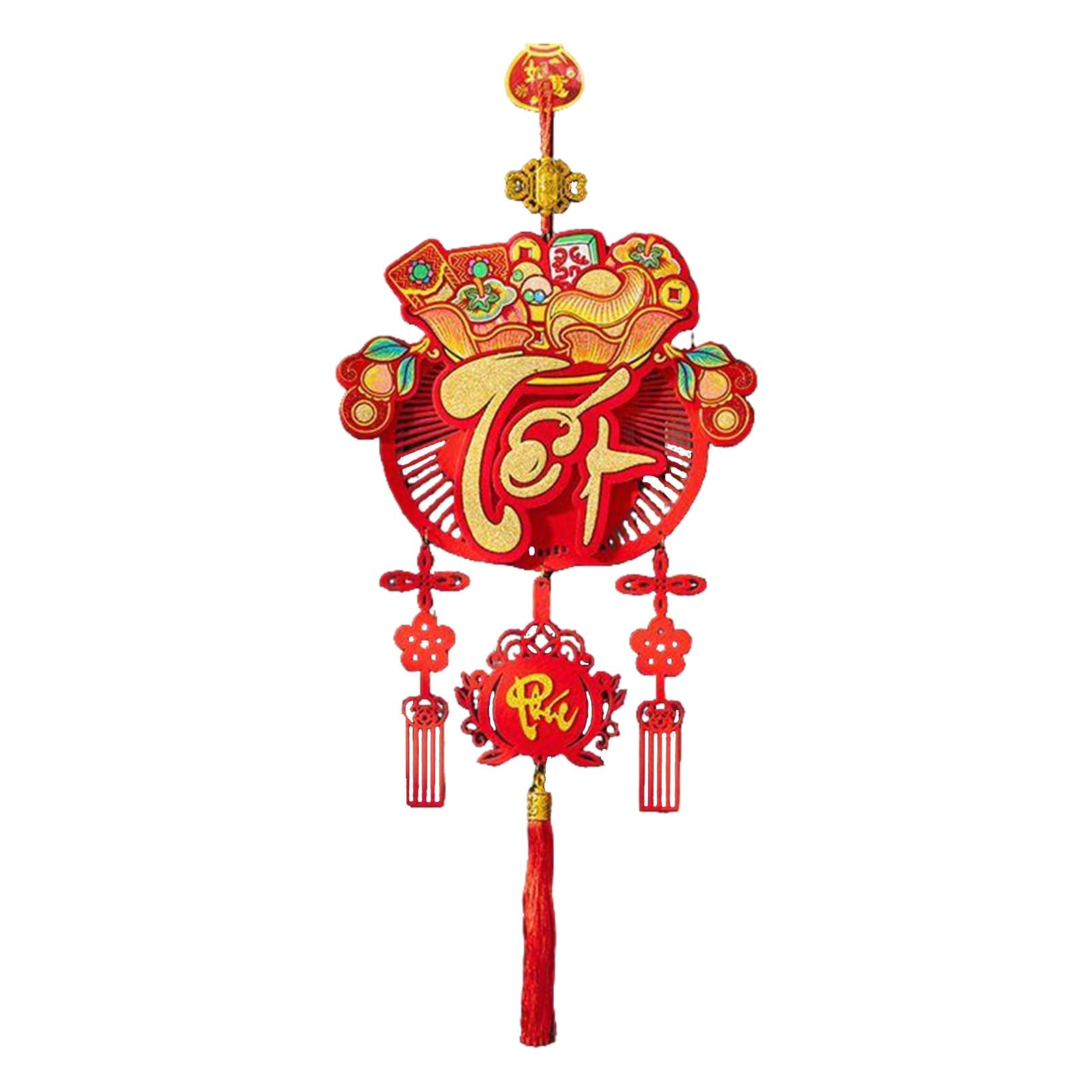 Decorazioni Vietnamite Capodanno 26.77 Inches Tessuto Floccato Ciondolo Borsa Portafortuna Tết Phúc Colorato Tradizionale 68x29cm 68x25cm per Porta Finestra Muro Giardino Ufficio