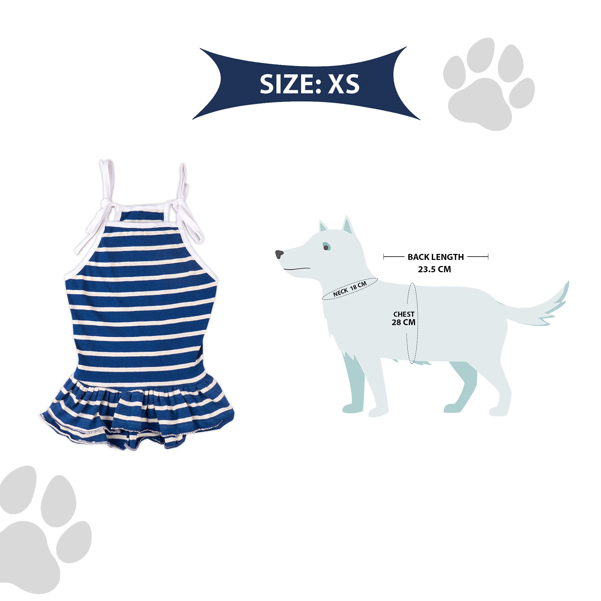 Emily Pets Dogs Striped Shirt Skirt Soft Cotton Lycra Pet Dress Clothes, Dog Spaghetti Summer Apparel, Puppy Outfits Blue White Stipped Clothing Princess Dresses(XS) 3