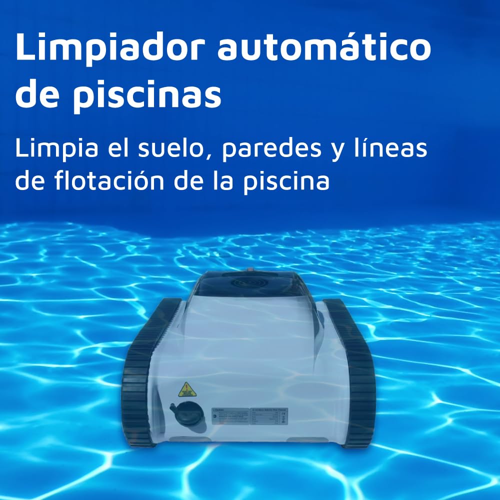 PQS - Robot Limpiafondos Automático de Piscina Inverx 60 - Funciona sin Cables con Batería - Piscinas de hasta 20 x 6 Metros