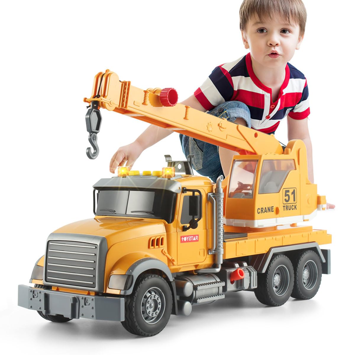 2-in-1 Flatbed Truck Playset with Lights & Sounds - Perfect for Boys Aged 3+, Includes Transport Trailers and Carrier Tow Truck Toys
