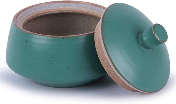 Small Kitchen Ceramic Canister Storage Jar with Lid Ancient Green